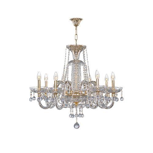 Crystal Chandelier 8 Bulbs Gold
