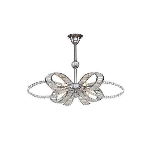 Asfour - Modern Chandelier - 6 Bulbs - Chrome - Octagon Clear