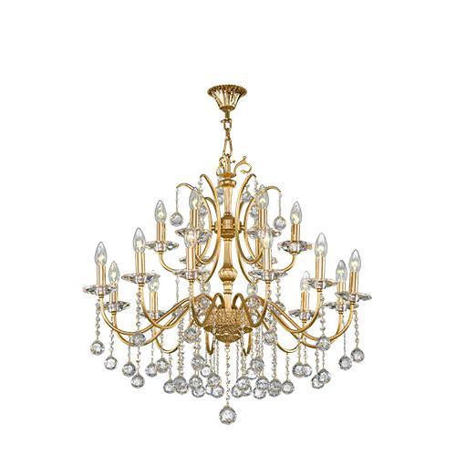 Crystal Chandelier 18 Bulbs Gold