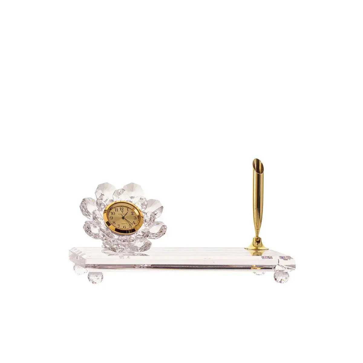 Pen Holder With Rose Crystal Clock