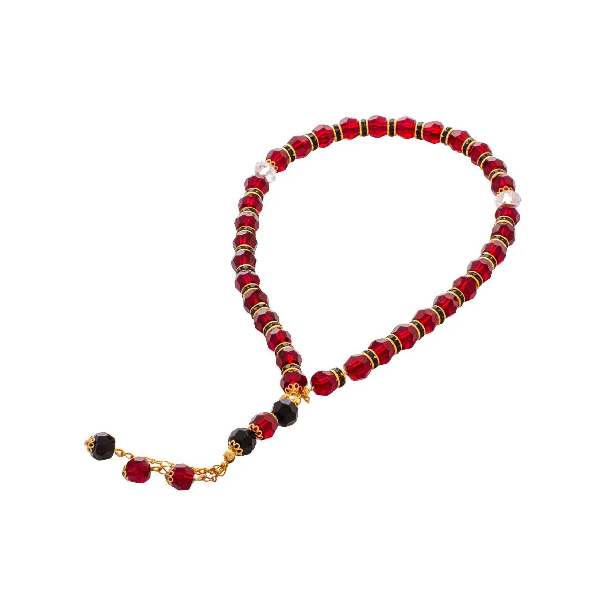 Rosary - Red - Gold Separator - Medium Beads