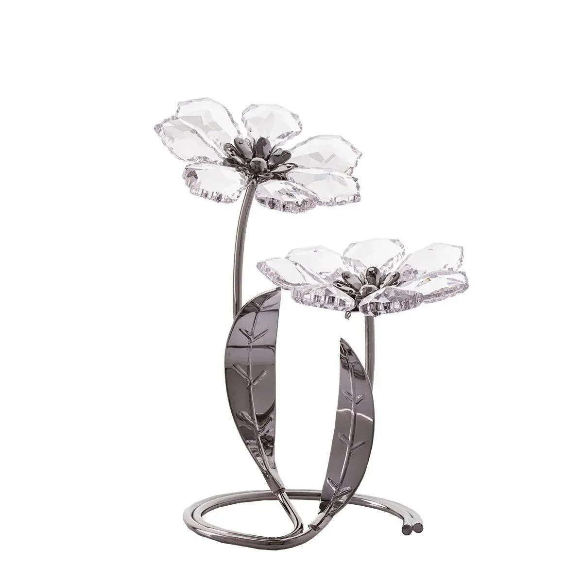 Rose - Clear - Silver Plated - Large