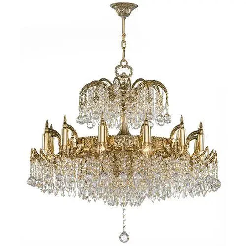 Crystal Chandelier 16 Bulbs Oxide Gold