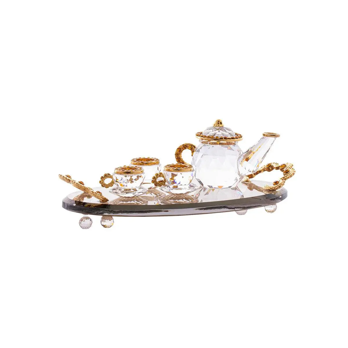 Tea Set Crystal Decorative Object